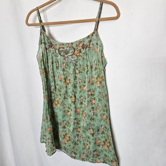 Torrid‎ Spaghetti String Sleeveless Top Embroidery Floral Cotton Sz 2 2x FLAWED - Picture 1 of 11